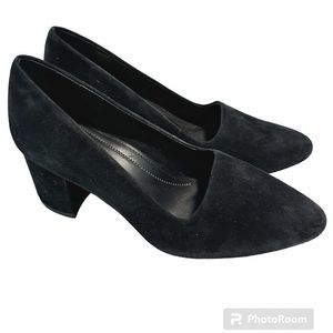 NURTURE Chunky Heel Pumps Comfort Black Suede Leather New Never Worn No Box Sz 7